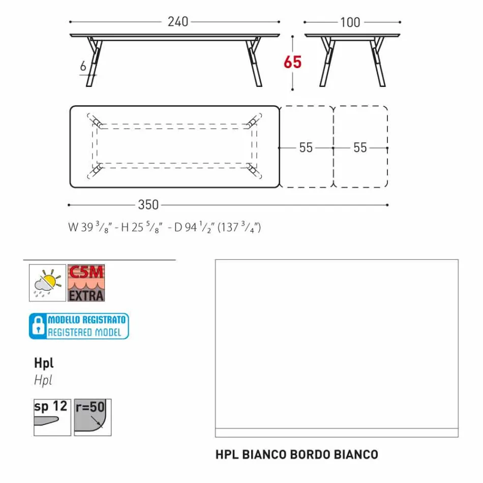 Varaschin Link-Tabelle H 65 cm Gärten erweiterbar auf bis zu 350 cm Viadurini