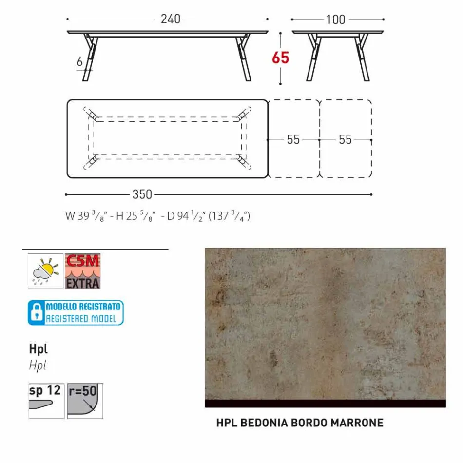 Varaschin Link-Tabelle H 65 cm Gärten erweiterbar auf bis zu 350 cm Viadurini
