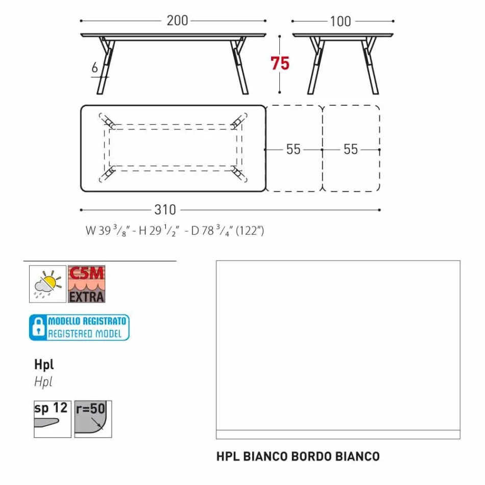 Varaschin Link-Garten Anschiebetisch mit Teakholz Beinen, H75 cm Viadurini