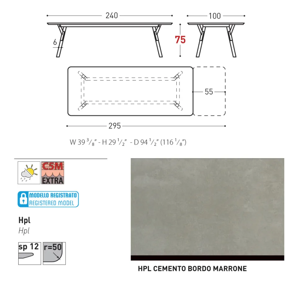 Varaschin Link moderner ausziehbarer Gartentisch, H 73,2 cm Viadurini