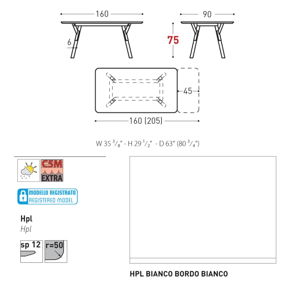 Varaschin Link moderner ausziehbarer Gartentisch, H 73,2 cm Viadurini