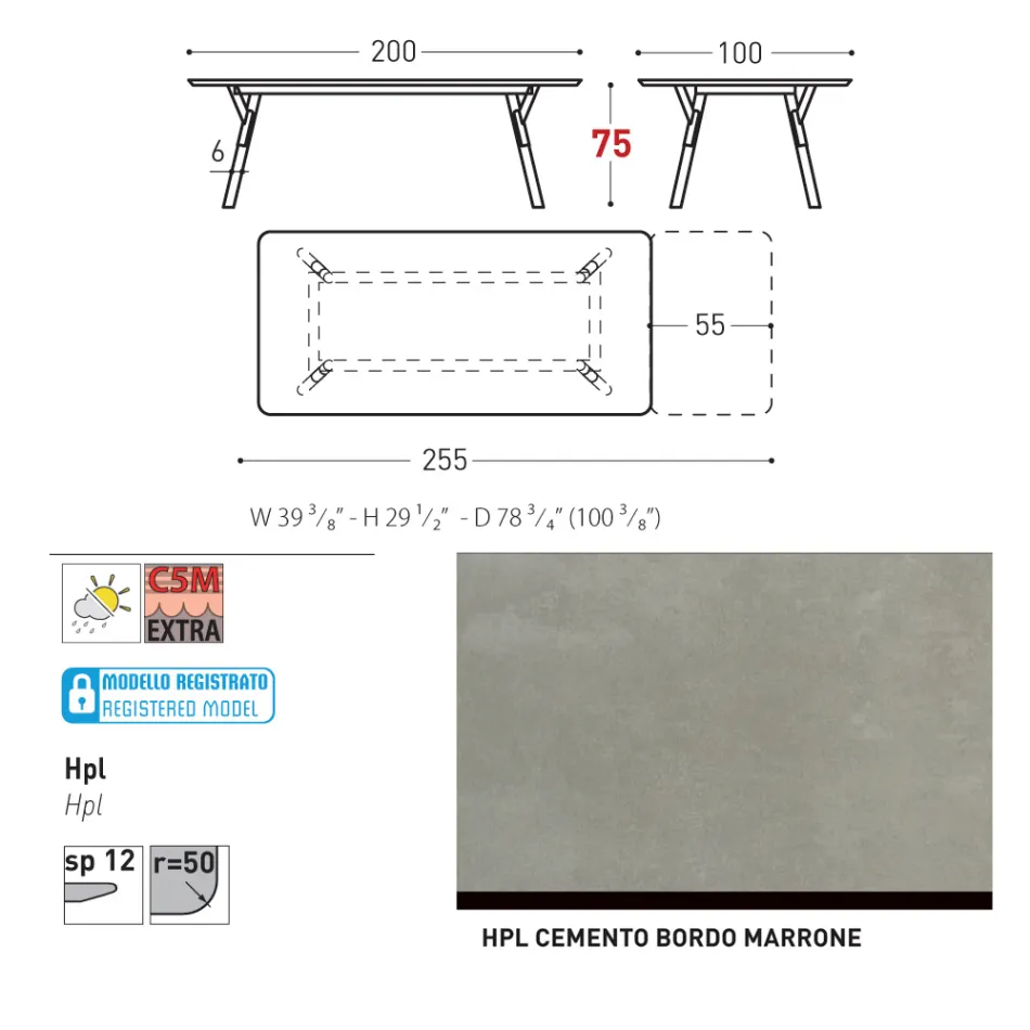 Varaschin Link moderner ausziehbarer Gartentisch, H 73,2 cm Viadurini