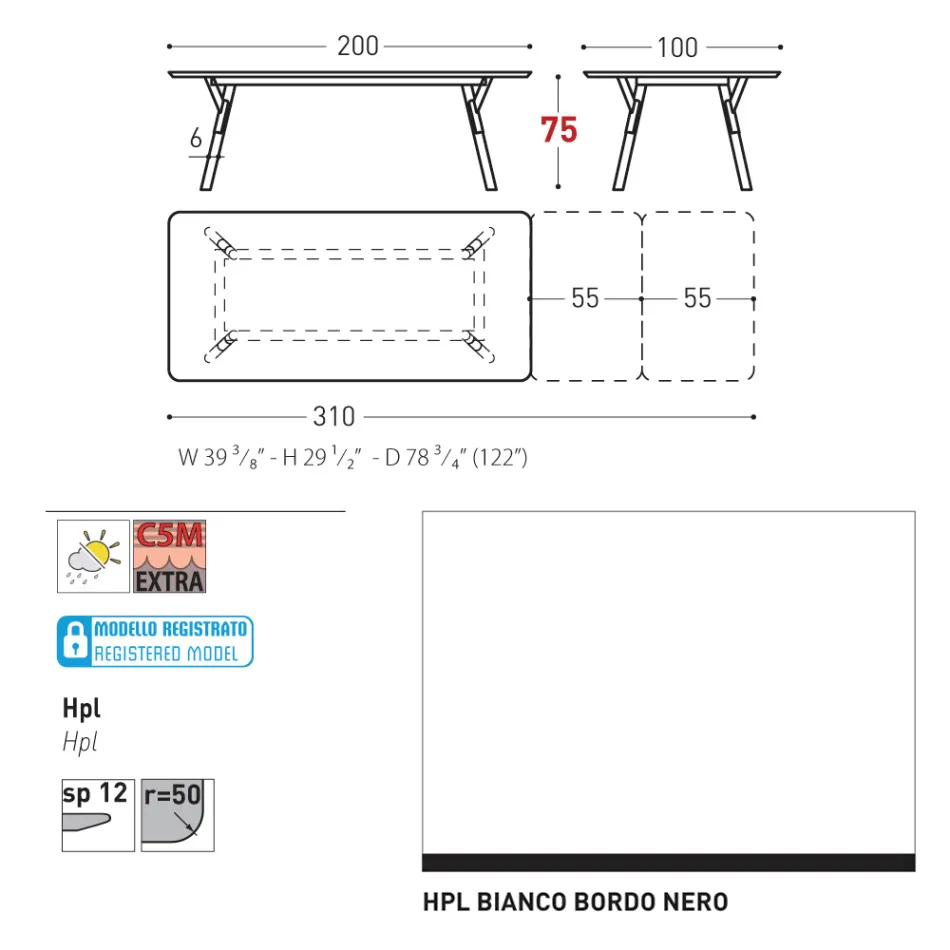 Varaschin Link moderner ausziehbarer Gartentisch, H 73,2 cm Viadurini