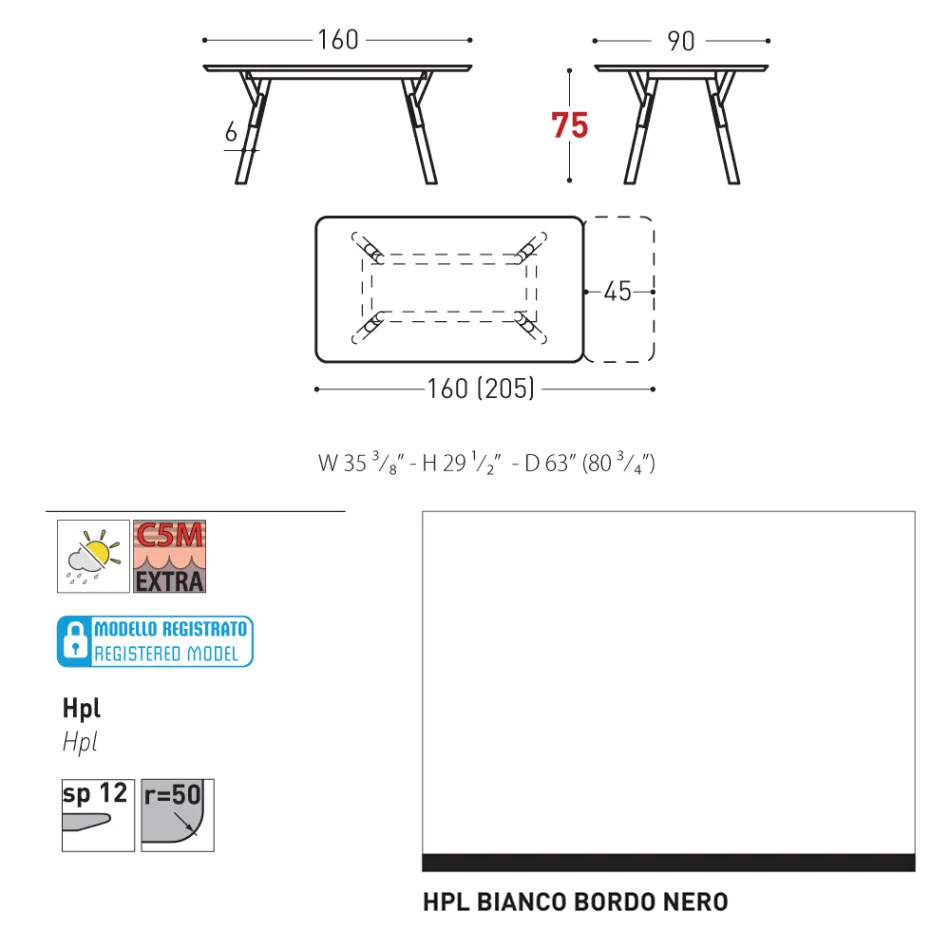 Varaschin Link moderner ausziehbarer Gartentisch, H 73,2 cm Viadurini