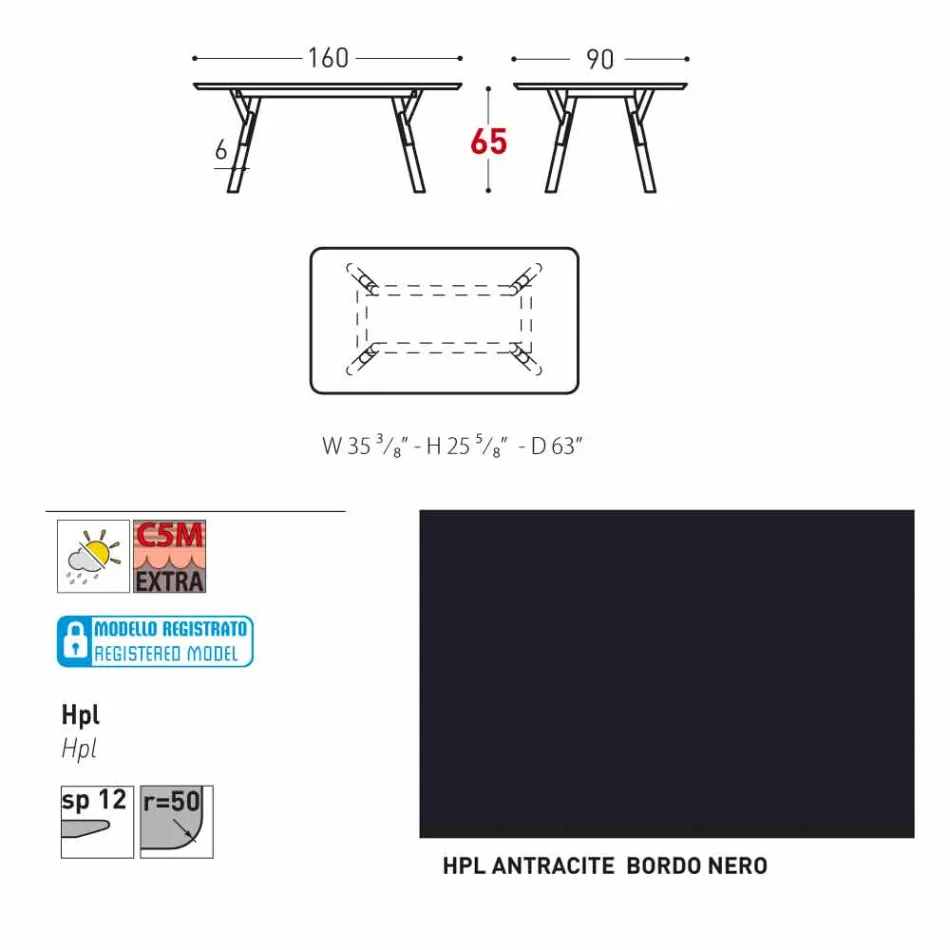 Varaschin Link-Gartentisch mit Teakholz Beinen, H 65 cm Viadurini