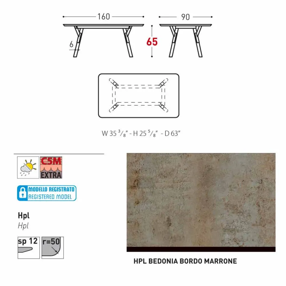 Varaschin Link-Gartentisch mit Teakholz Beinen, H 65 cm Viadurini