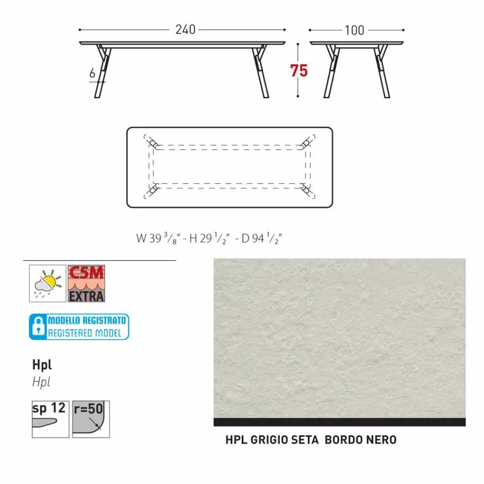 Varaschin Link-Gartentisch mit Teakholz Beinen, H 75 cm Viadurini