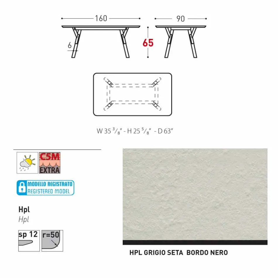 Varaschin Link-Gartentisch mit Teakholz Beinen, H 75 cm Viadurini