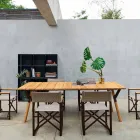 Varaschin Link-Gartentisch mit Teakholz Beinen, H 75 cm Viadurini