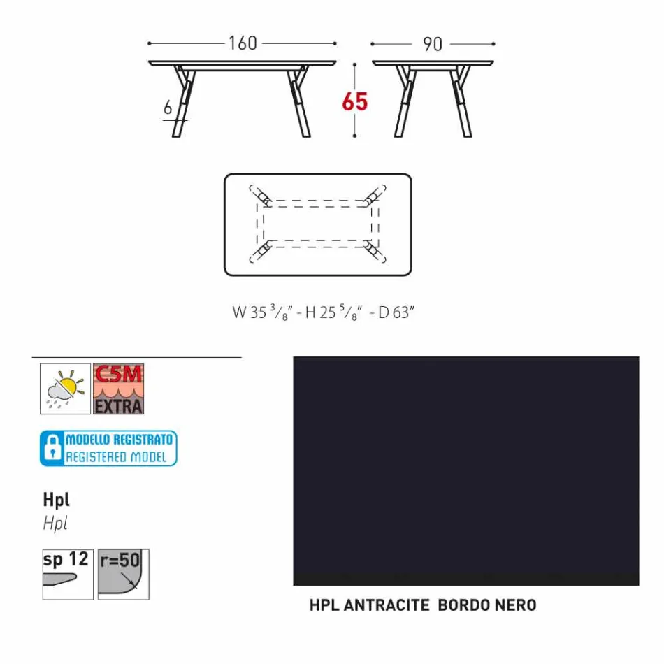 Varaschin Link-Fest Esstisch aus externen oder internen H 65 cm Viadurini