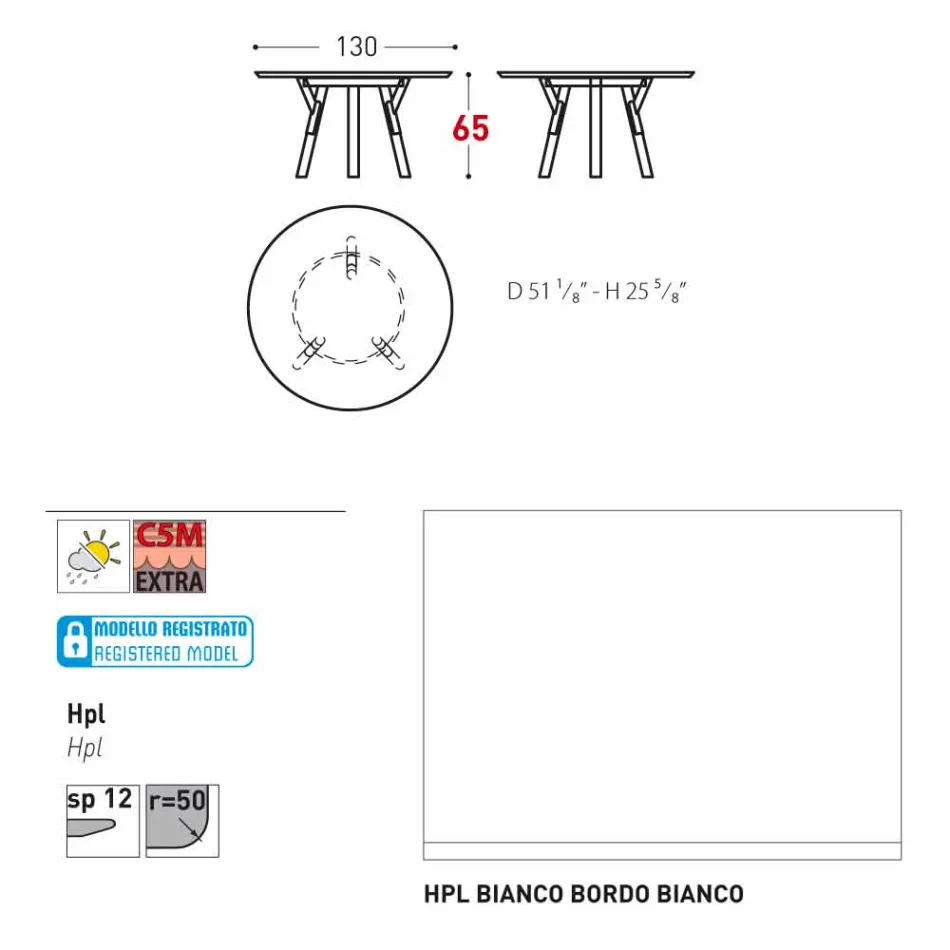 Varaschin Link Round Gartentisch mit Teak Beinen, H 65cm Viadurini