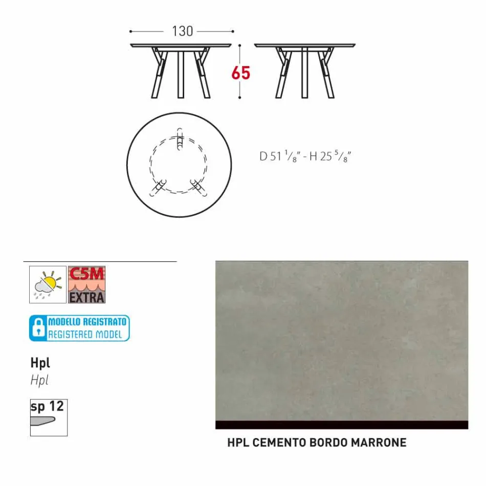 Varaschin Link Round Gartentisch mit Teak Beinen, H 65cm Viadurini