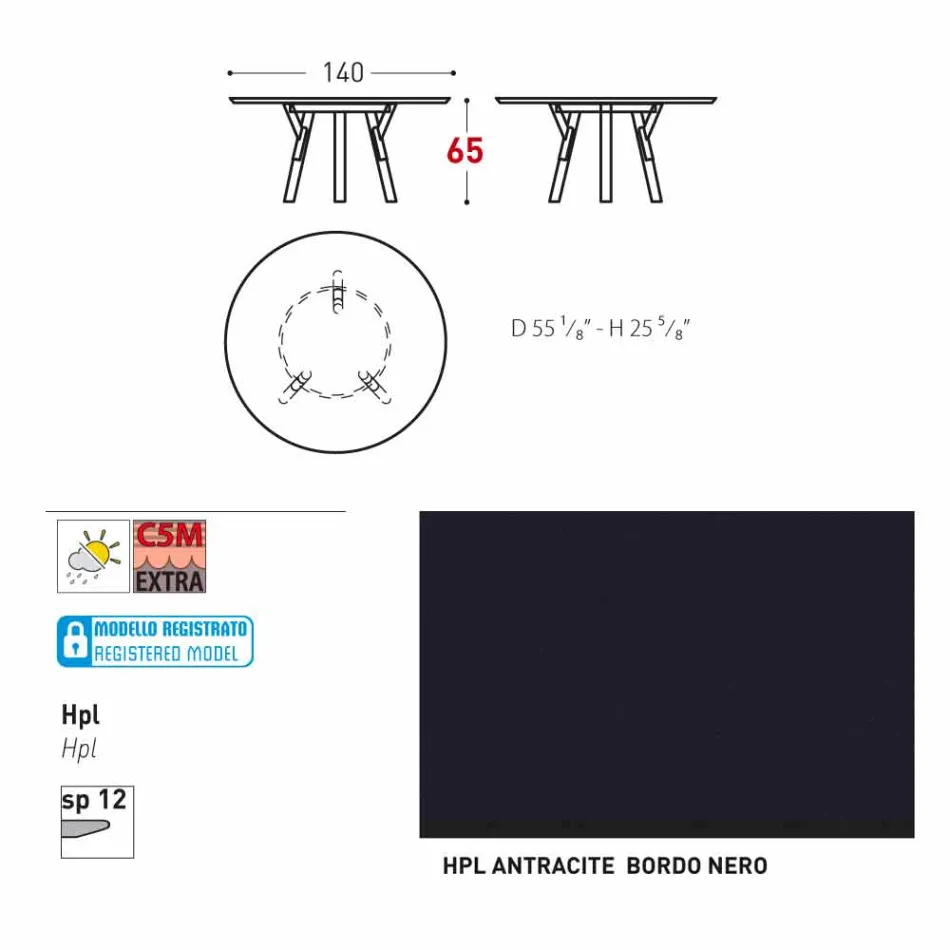 Varaschin Link Round Gartentisch mit Teak Beinen, H 65cm Viadurini