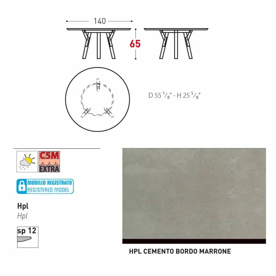 Varaschin Verbindungen Runder Tisch für Innen- / Außen-modernes Design, H 65 cm Viadurini