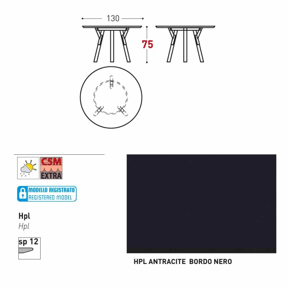 Varaschin verbindet Rundgartentisch mit Teak Beinen, H 75cm Viadurini