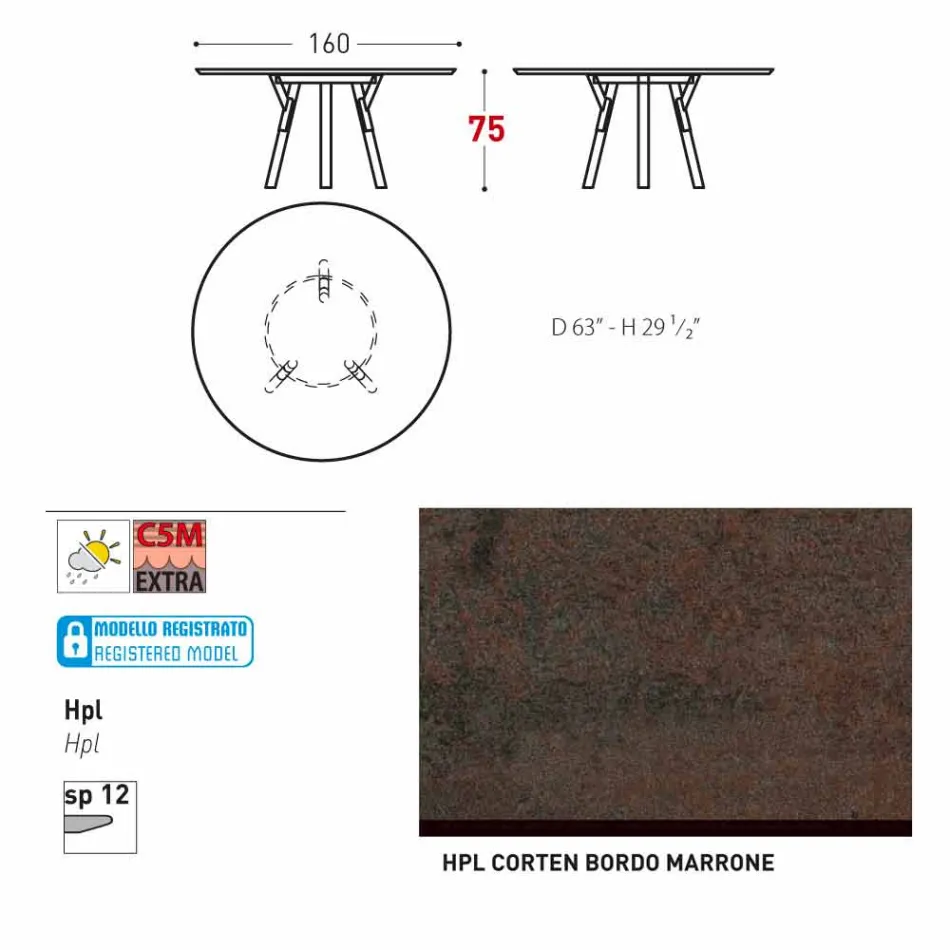 Varaschin verbindet Rundgartentisch mit Teak Beinen, H 75cm Viadurini