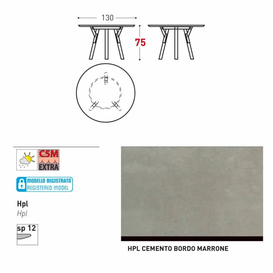 Varaschin verbindet Rundgartentisch mit Teak Beinen, H 75cm Viadurini