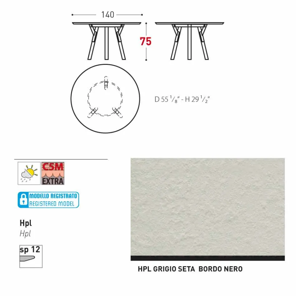 Varaschin verbindet Rundgartentisch mit Teak Beinen, H 75cm Viadurini