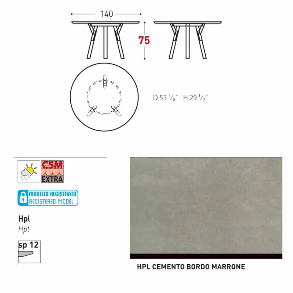 Varaschin verbindet Rundgartentisch mit Teak Beinen, H 75cm Viadurini