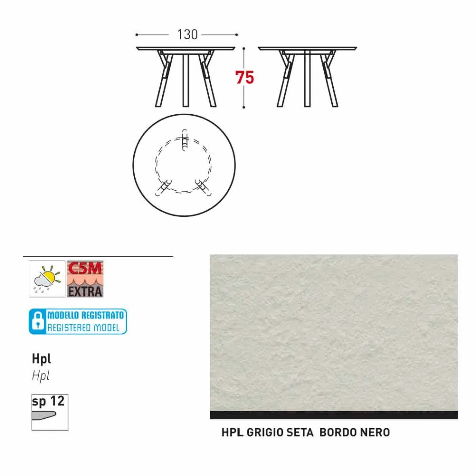 Varaschin Verbindungen Runder Tisch modernes Design Garten, H 75 cm Viadurini