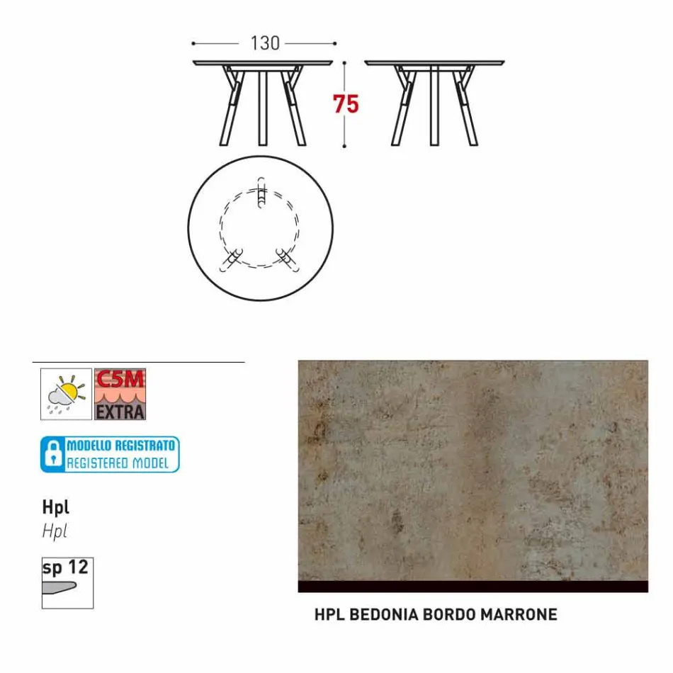 Varaschin Verbindungen Runder Tisch modernes Design Garten, H 75 cm Viadurini