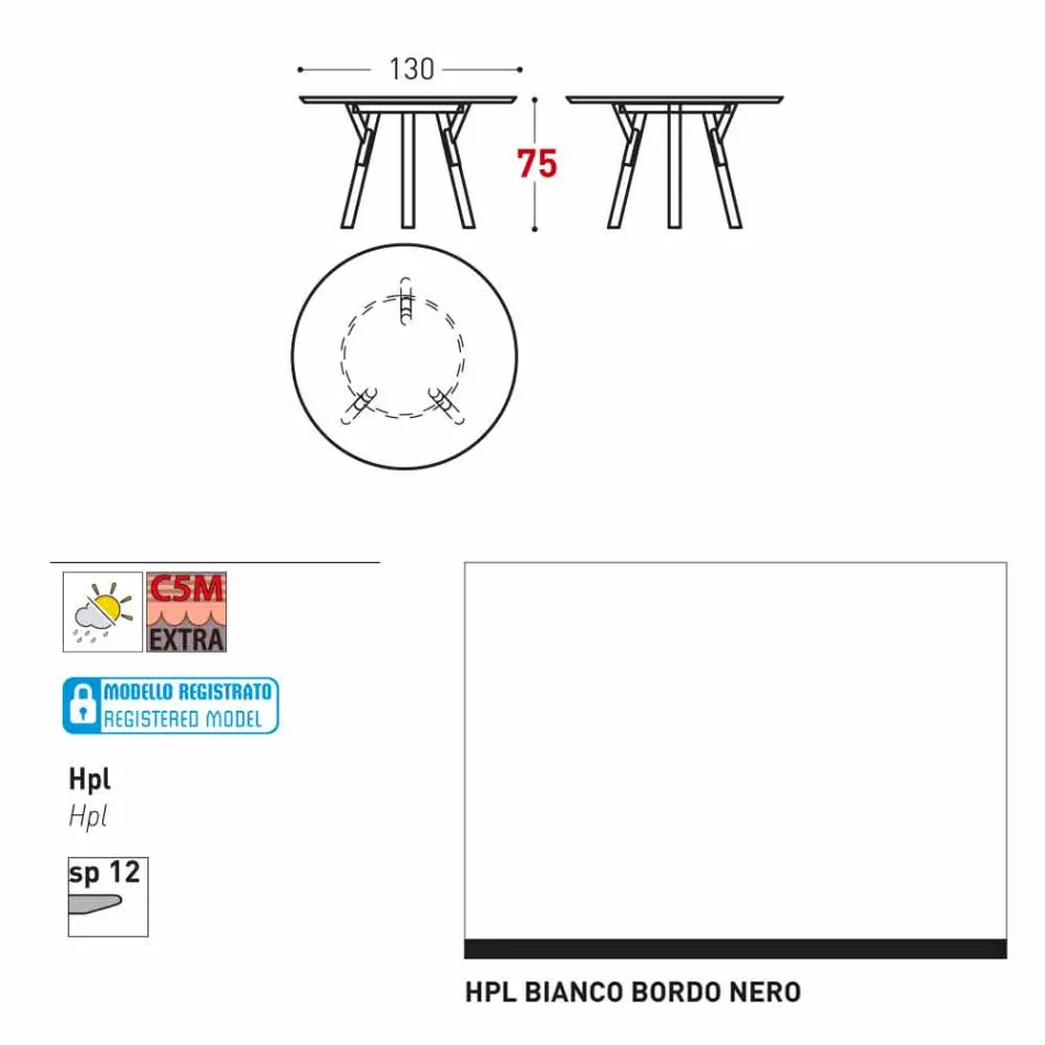 Varaschin Verbindungen Runder Tisch modernes Design Garten, H 75 cm Viadurini
