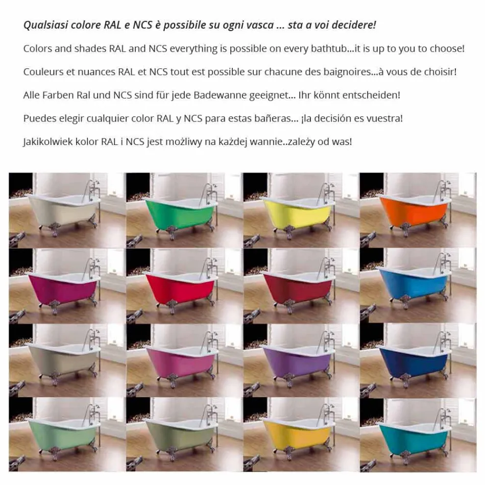 Freistehende Badewanne mit gusseisernen Beinen Halle Viadurini