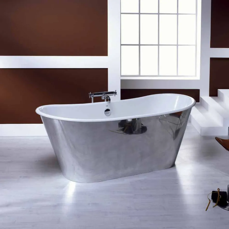 Badewanne freistehend plattierten Aluminium-Guss Ida Viadurini