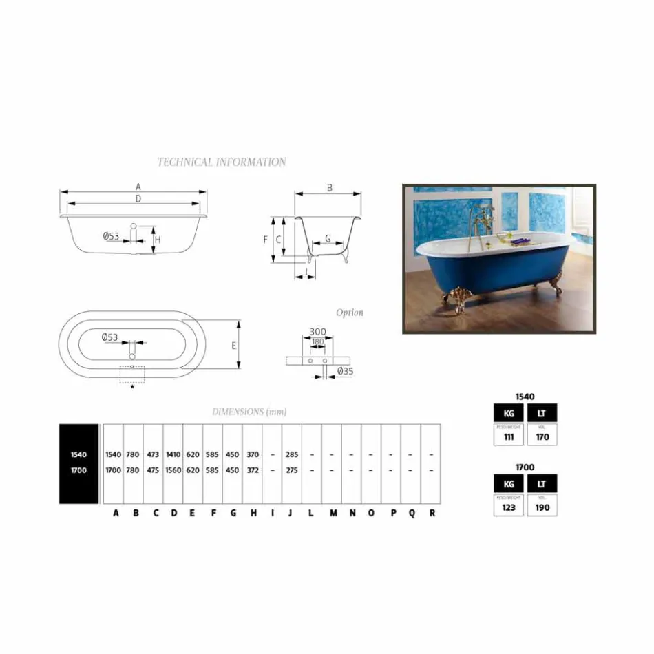 Badewanne freistehende Gusseisen mit Diane Füße gemalt Viadurini