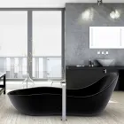 Badewanne freistehend lackiert, modernes Design, Welle Viadurini