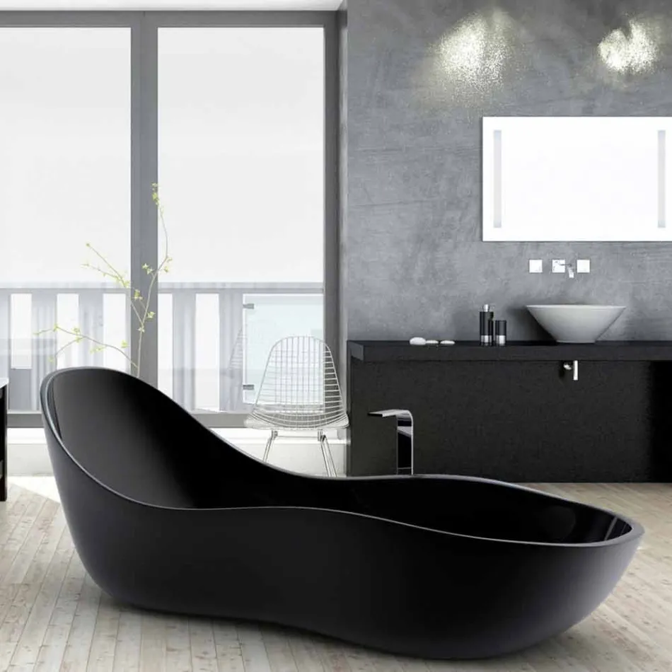 Badewanne freistehend lackiert, modernes Design, Welle Viadurini