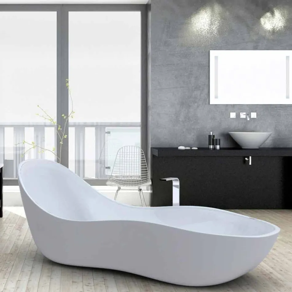 Badewanne freistehend lackiert, modernes Design, Welle Viadurini