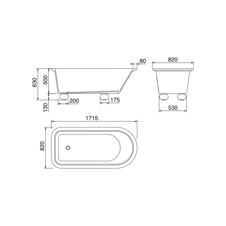 Mattweiße Solid-Surface-Badewanne mit Füßen – Degrees Viadurini