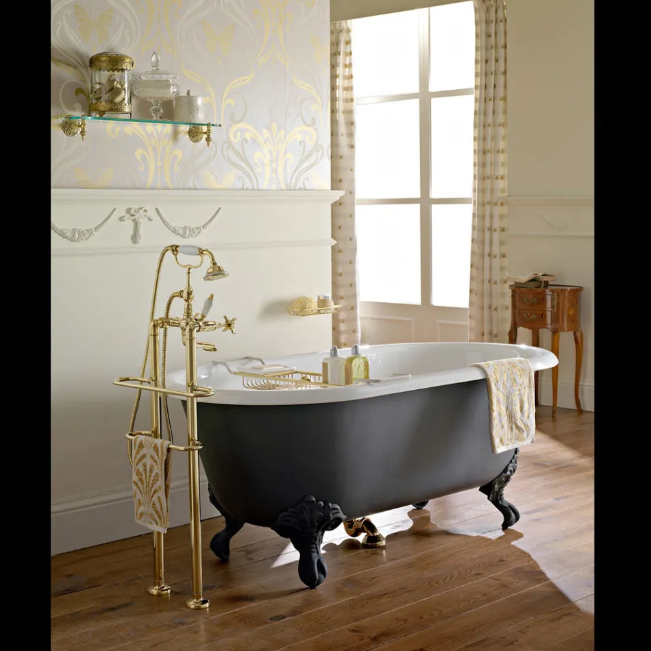Vintage freistehende Badewanne mit gusseisernen Füßen, Made in Italy - Naima Viadurini