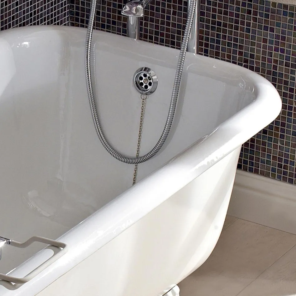 Vintage freistehende Design-Badewanne aus weißem Gusseisen, hergestellt in Italien - Marwa Viadurini