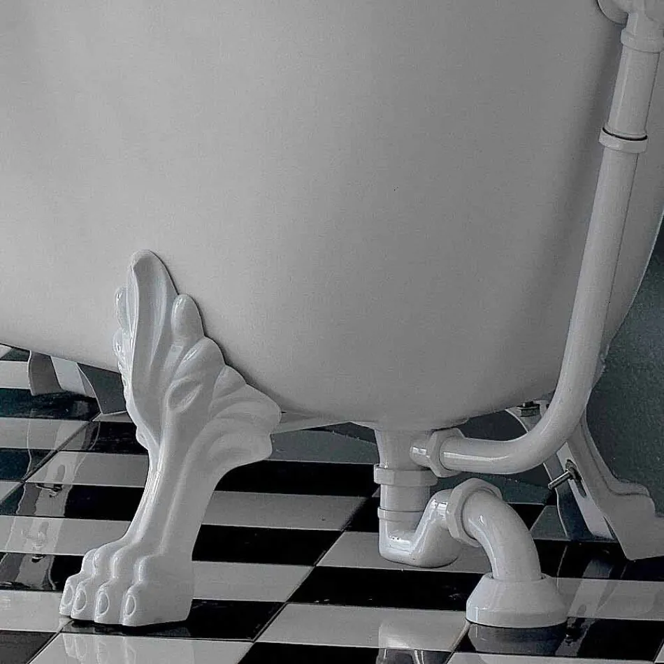 Freistehende Badewanne aus Acryl im Vintage-Stil, hergestellt in Italien - Tabea Viadurini