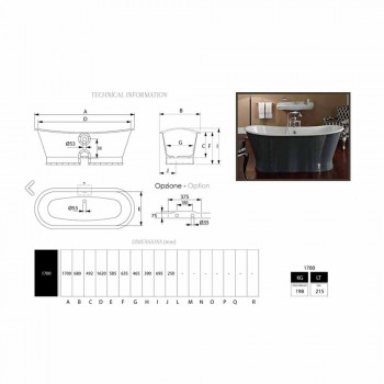Freistehende Badewanne aus Gusseisen mit Original-Design Cox