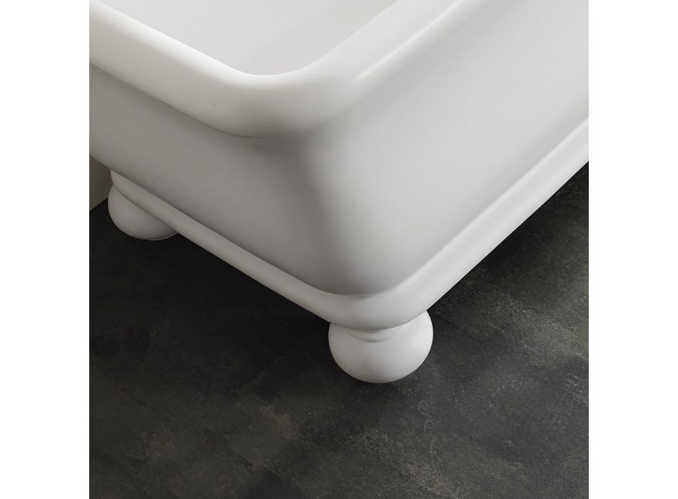 Rechteckige Badewanne mit fester Oberfläche und weichen Ecken, hergestellt in Italien – Fulvio Viadurini