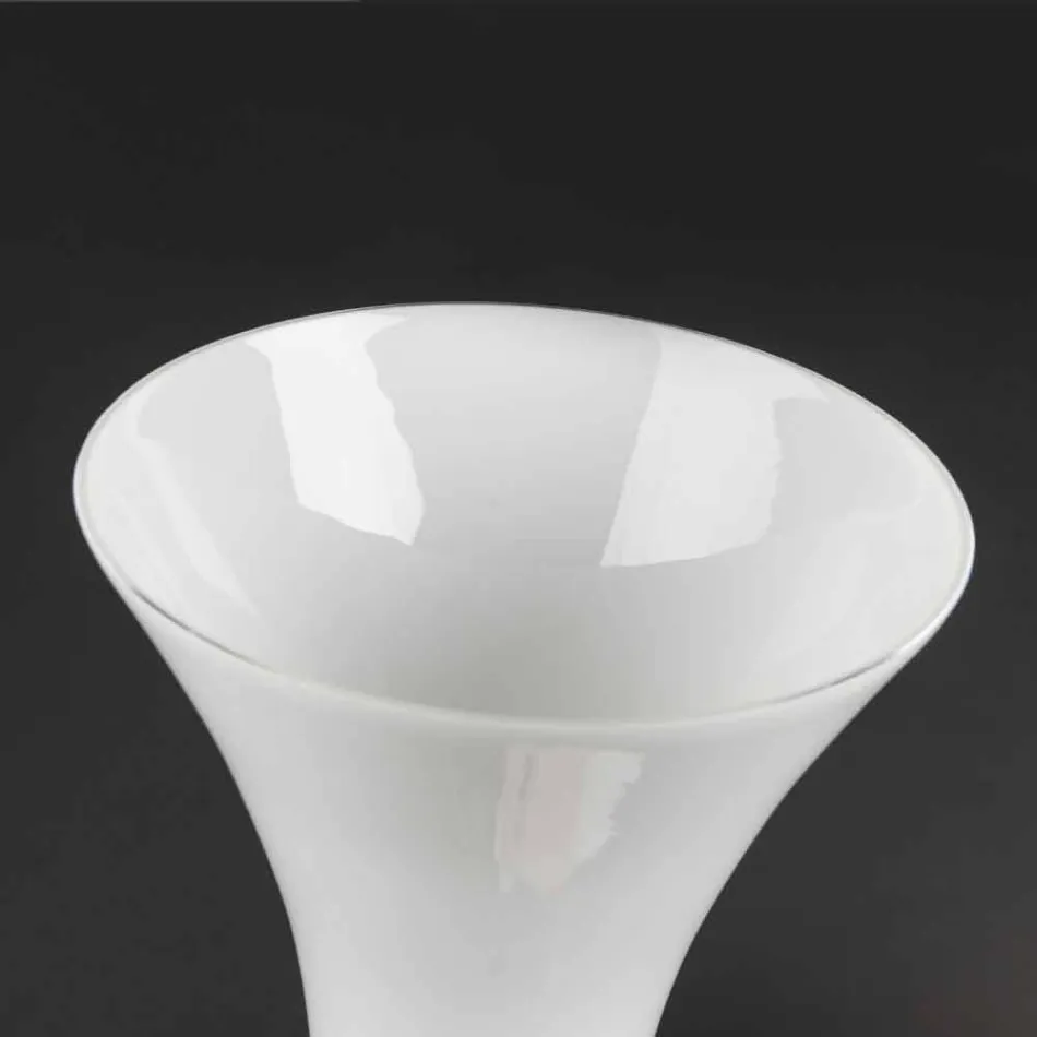 Hohe dekorative Vase aus transparentem und weißem Glas Made in Italy - Gondo Viadurini