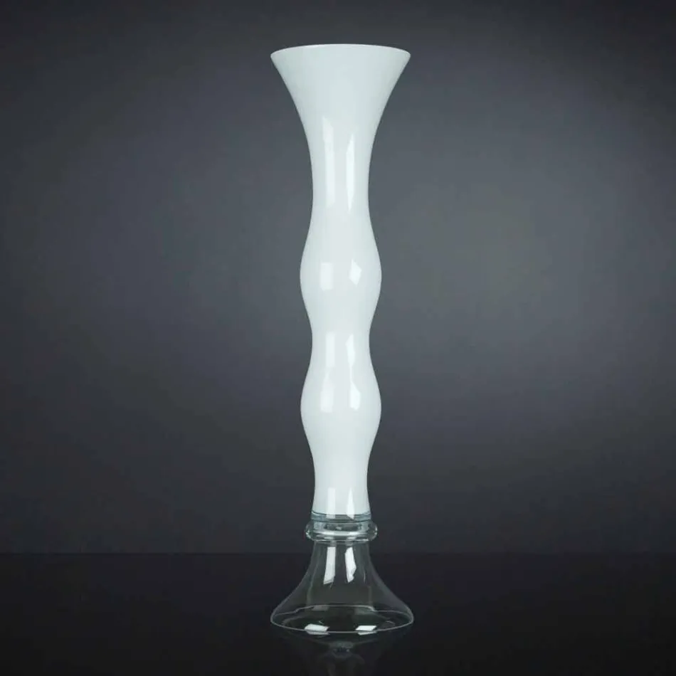 Hohe dekorative Vase aus transparentem und weißem Glas Made in Italy - Gondo Viadurini