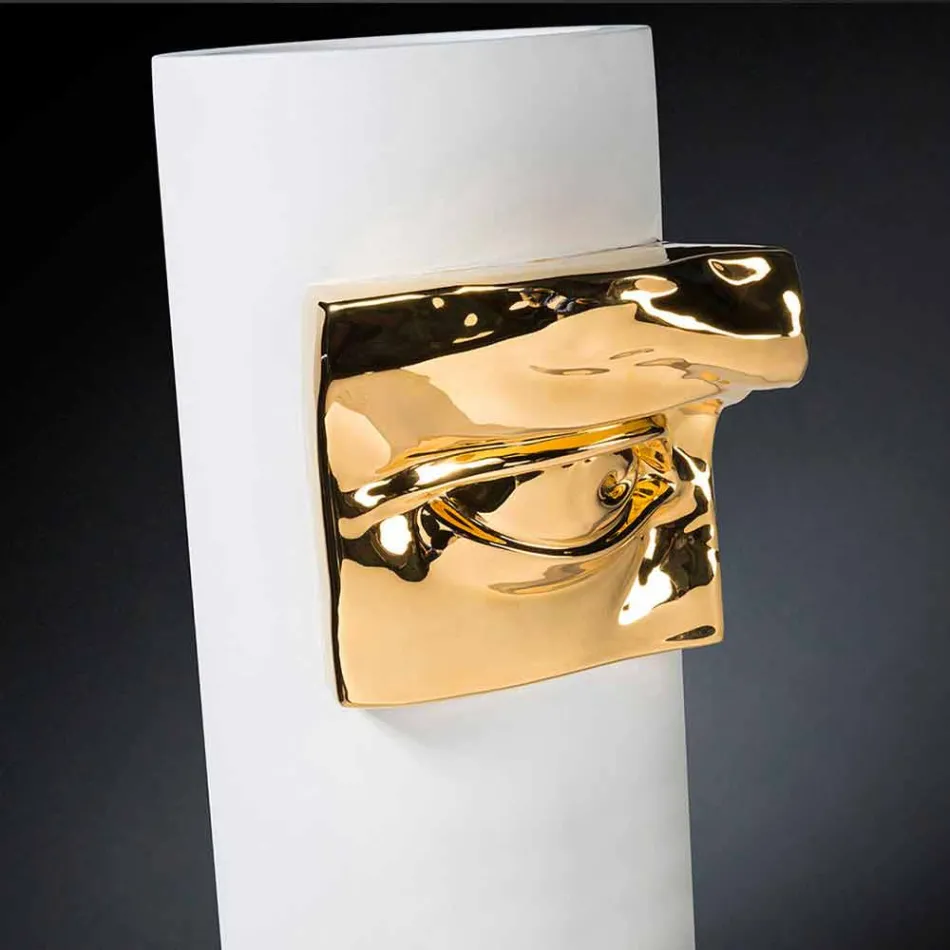 Hohe Vase aus weißer Keramik mit farbigen Details Made in Italy - Monte Viadurini