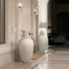 Hohe weiße Keramikvase mit verzierter Spitze Handgefertigt in Italien - Verio Viadurini