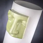 Moderne hohe Vase aus weißer Keramik mit farbigem Einsatz Made in Italy - Lexi Viadurini