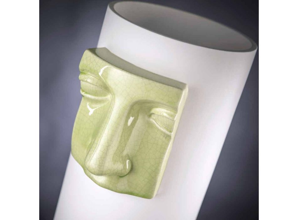 Moderne hohe Vase aus weißer Keramik mit farbigem Einsatz Made in Italy - Lexi Viadurini