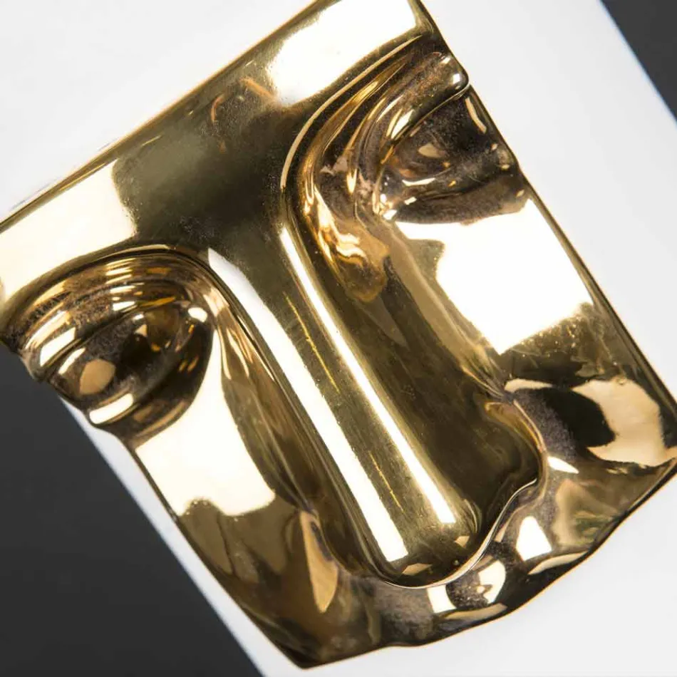 Moderne hohe Vase aus weißer Keramik mit farbigem Einsatz Made in Italy - Lexi Viadurini