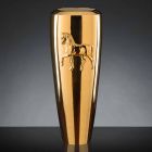 Hohe Indoor-Vase aus Keramik mit Gold-Finish, handgefertigt in Italien - Jacky Viadurini