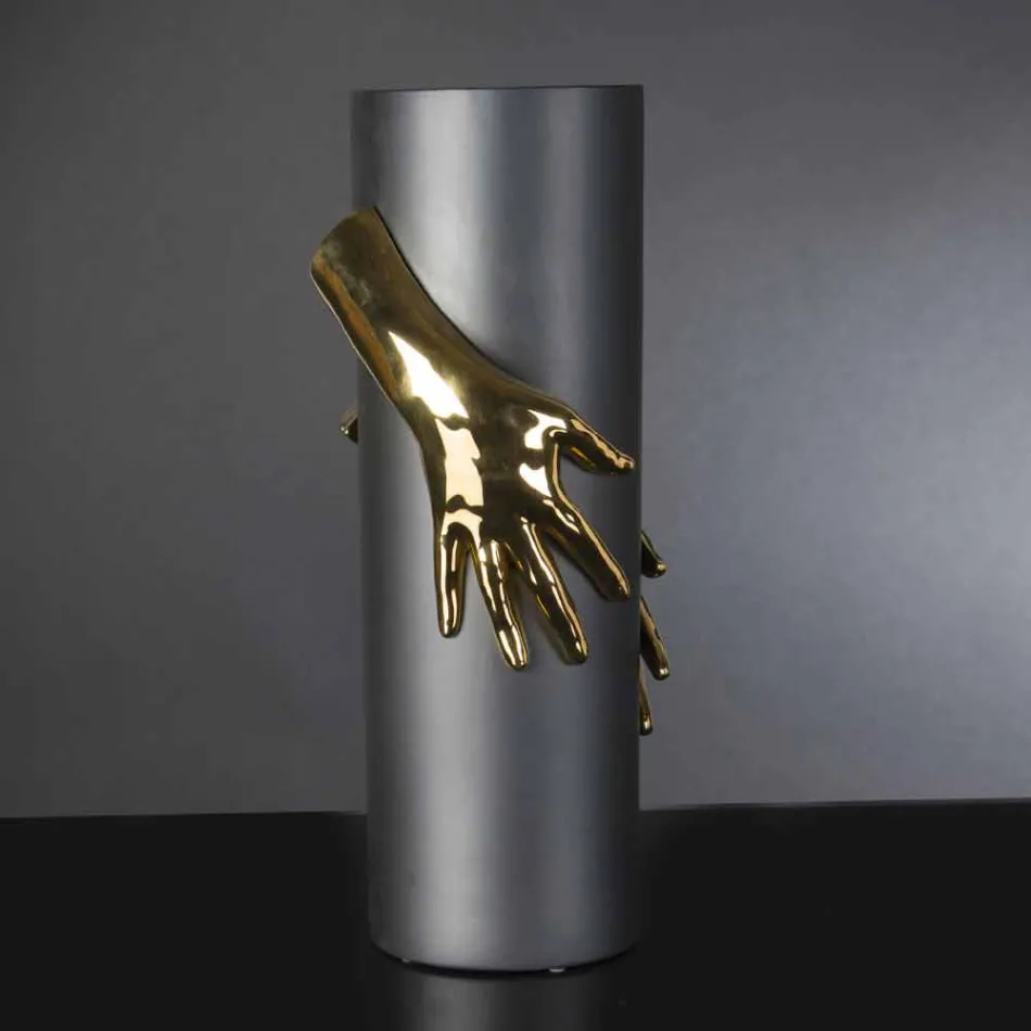 Hohe Keramikvase für den Innenbereich, handgefertigt in Italien - Monte Viadurini