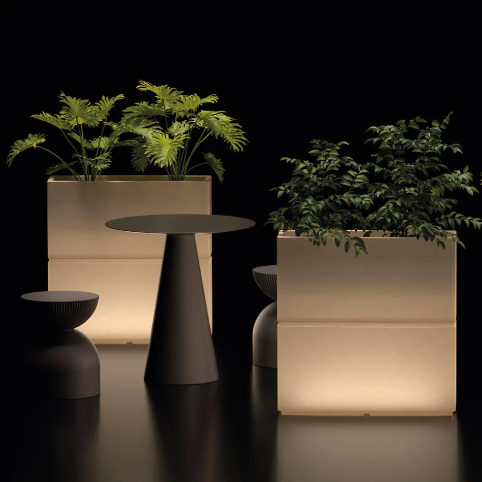 Leuchtende Outdoor-Vase in zwei Farben aus Polyethylen, hergestellt in Italien - Lambo Viadurini
