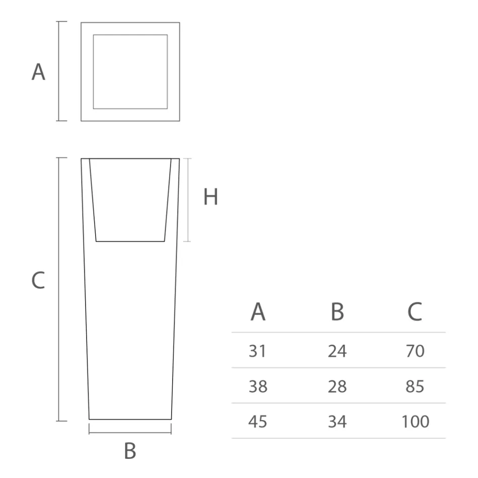 Quadratische Outdoor-Vase aus farbigem Polyethylen Made in Italy - Marilard Viadurini