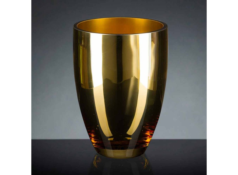 Indoor-Vase aus mundgeblasenem Glas Gold-Finish Handgefertigt in Italien - Taka Viadurini